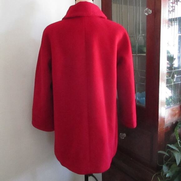 Hilary Radley Red Wool Alpaca Blend Peacoat Jacket Swing Coat Made in Peru M - Picture 7 of 17